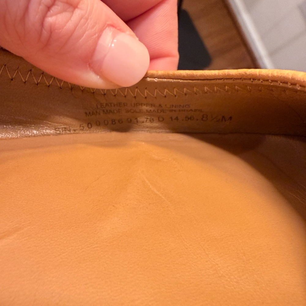 Tory Burch Tumbled Leather Reva Ballet Flats - Royal Tan/Gold - Size 8.5 - Picture 3 of 11